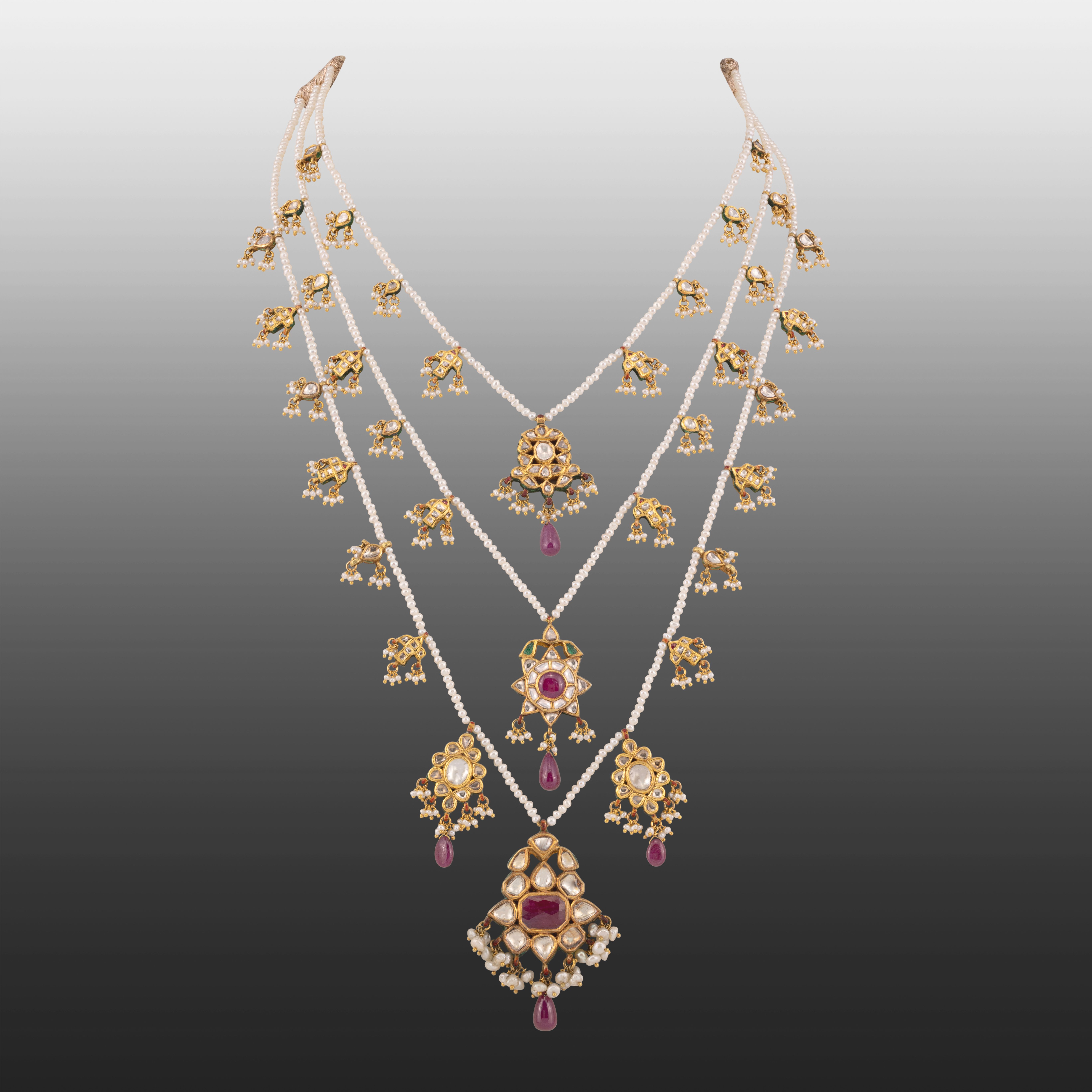 Teen Lada Necklace with Polkis, Rubies, and Pearls